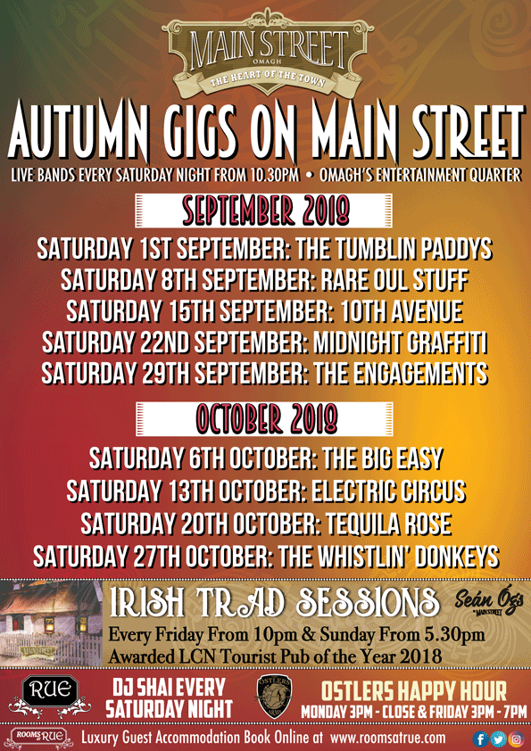 September October Bands 2018 Main Street Omagh web