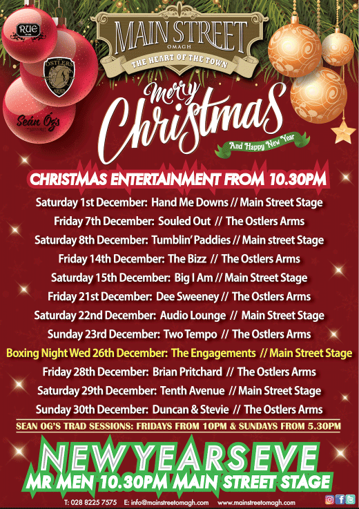 main street omagh chrismtas gigs 2018