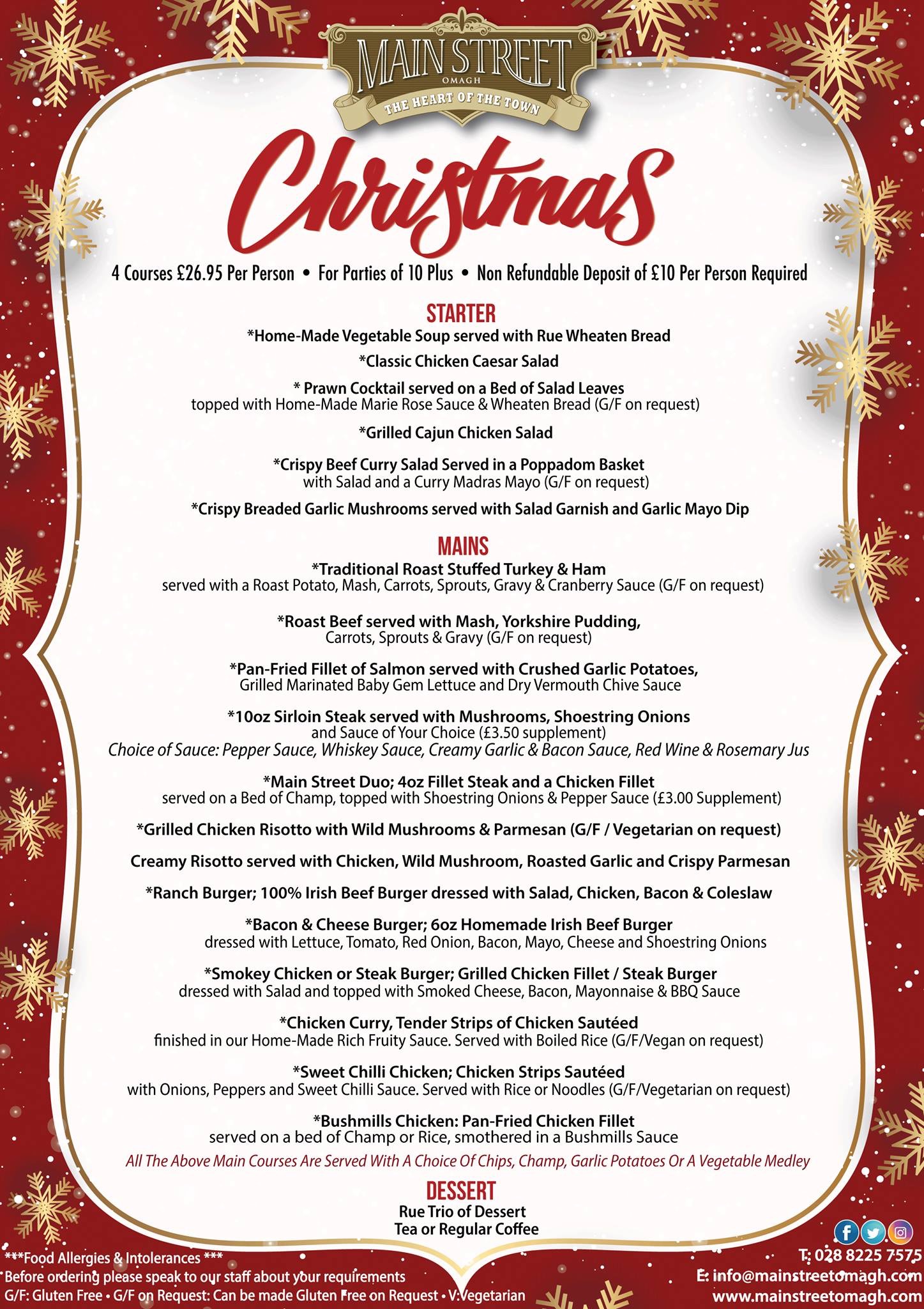 main street christmas set menu